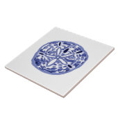 Blauw-wit zanddollar keramische tegel tegeltje (Zijkant)