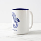 Blauw-wit zeepaardje Two-Tone koffie mok (Voorkant rechts)