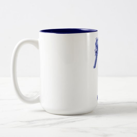 Blauw-wit zeepaardje Two-Tone koffie mok (Links)