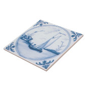Blauw Wit Zeilboot  Delft Art Tegel Tegeltje (Zijkant)