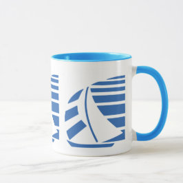 Blauw-wit zeilboot Koffie Mok