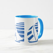 Blauw-wit zeilboot Koffie Mok (Voorkant rechts)