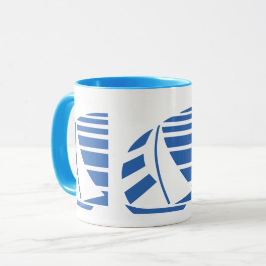 Blauw-wit zeilboot Koffie Mok (Voorkant links)