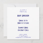 Blauw Wit Zeilboten Nautische Aangepaste Uitnodigi Kaart (Achterkant)