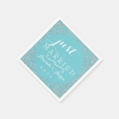 Blauw Wit Zilver Confetti Bruiloft Net Getrouwd Servet (Hoek)