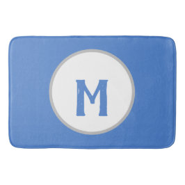 Blauw-wit-zilver-monogram Badmat