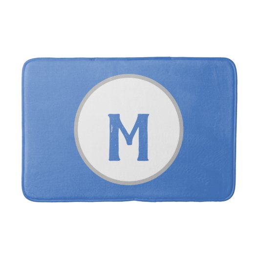 Blauw-wit-zilver-monogram Badmat (Voorkant)