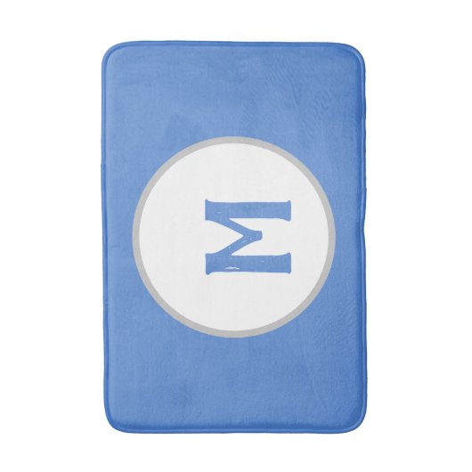Blauw-wit-zilver-monogram Badmat (Voorkant Verticaal)