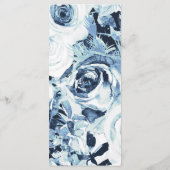 Blauw Wit Zilver Winter Huwelijk Vintage Roos Menu (Achterkant)