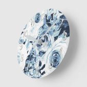 Blauw Wit Zilver Winter Shabby Chic Oude Rozen Ronde Klok (Hoek)
