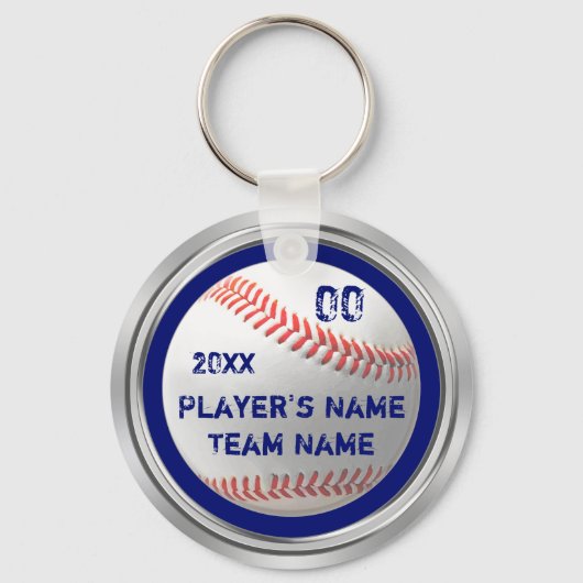 Blauw, wit, zilveren Cheap Baseball Team Giften Sleutelhanger (Voorkant)