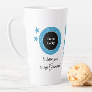 Blauw wit zo gelukkig Grandad met foto Latte Mok