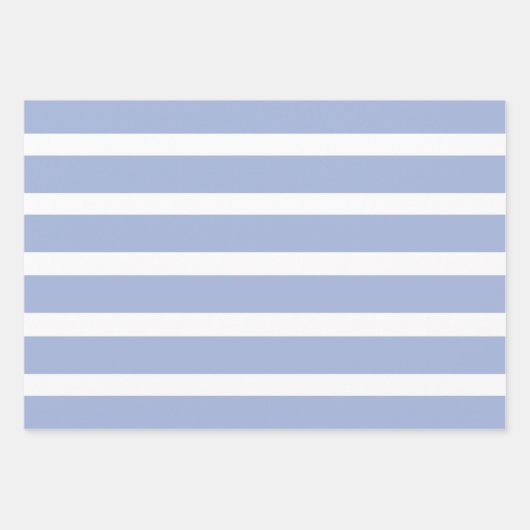 Blauw wit zomer kuststreep patroon inpakpapier vel (Voorkant 3)