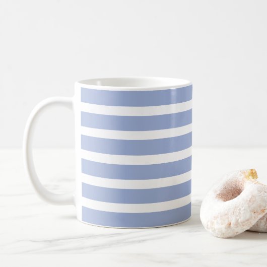 Blauw wit zomer kuststreep patroon koffiemok (Met donut)