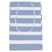 Blauw wit zomer kuststreep patroon medium cadeauzakje (Voorkant)
