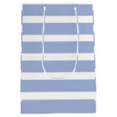 Blauw wit zomer kuststreep patroon medium cadeauzakje (Achterkant)