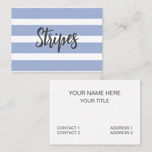 Blauw wit zomer kuststreep patroon visitekaartje (Voorkant / Achterkant)