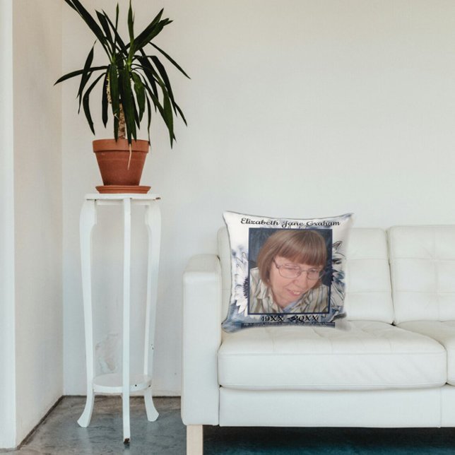 Blauw-wit Zonnebloem Kunst | Foto | Begrafenis Kussen (Creator heeft geüpload)