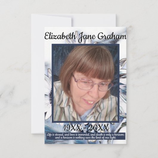 Blauw-wit Zonnebloem Kunst met Foto en Citaat Bedankkaart (Voorkant)