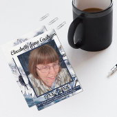 Blauw-wit Zonnebloem Kunst met Foto en Citaat Bedankkaart