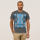 Blauw Wit Zuidwesten Kijk Mozaïek Abstract T-shirt (Voorkant volledig)