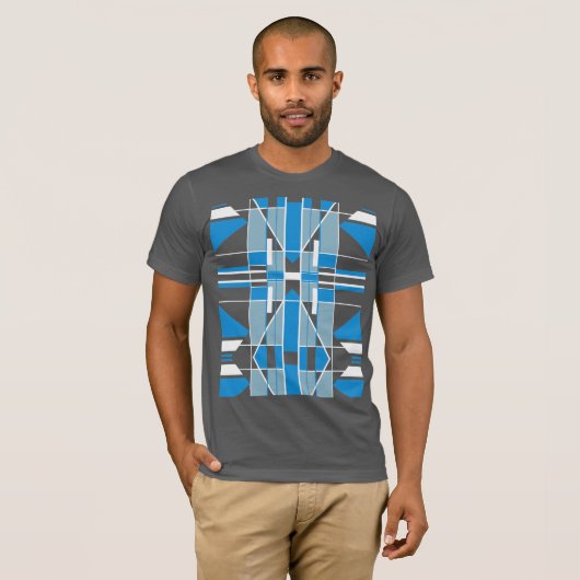 Blauw Wit Zuidwesten Kijk Mozaïek Abstract T-shirt (Voorkant volledig)
