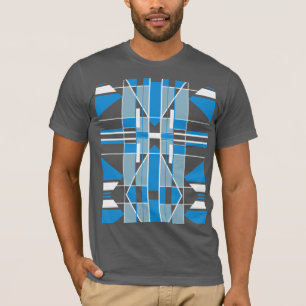 Blauw Wit Zuidwesten Kijk Mozaïek Abstract T-shirt