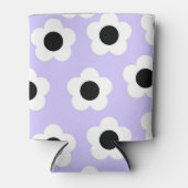 Blauw Wit Zwart Bloem Elegante Tropische Bloem Blikjeskoeler (Voorkant)