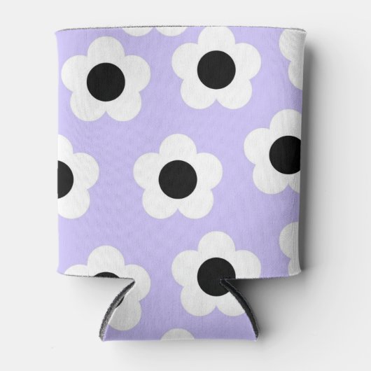 Blauw Wit Zwart Bloem Elegante Tropische Bloem Blikjeskoeler (Voorkant)