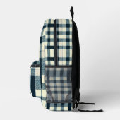 Blauw Wit Zwart Buffalo Plaid Classic Geruit Bedrukte Rugzak (Rechts)