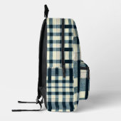 Blauw Wit Zwart Buffalo Plaid Classic Geruit Bedrukte Rugzak (Links)