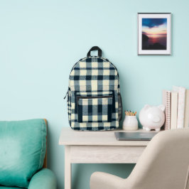 Blauw Wit Zwart Buffalo Plaid Classic Geruit Bedrukte Rugzak