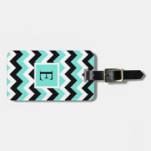  Blauw Wit Zwart Chevron Patroon Bagagelabel (Voorkant horizontaal)