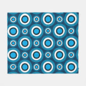 Blauw Wit Zwart Cirkel Ring Bubble Op-Art Patroon Fleece Deken (Voorkant (Horizontaal))