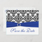 Blauw, Wit, Zwart Damask Sla de Datum Kaart op (Voorkant / Achterkant)