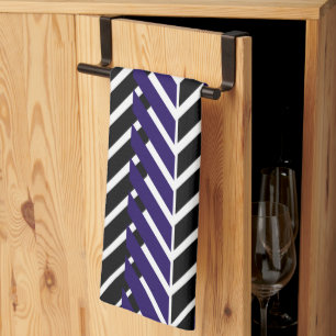 Blauw Wit Zwart Geometrisch Chevron Patroon Theedoek