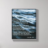 BLAUW WIT ZWART HAPPY THANKSGIVING PSALMEN 100 CANVAS AFDRUK (Voorkant)