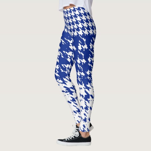 Blauw wit Zweden Winter Heoundstooth Leggings (Links)