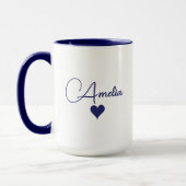 Blauw Witte Aangepaste Naam Cursieve Typografie Ha Mok (Links)
