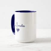 Blauw Witte Aangepaste Naam Cursieve Typografie Ha Mok (Voorkant links)