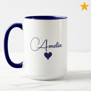 Blauw Witte Aangepaste Naam Cursieve Typografie Ha Mok