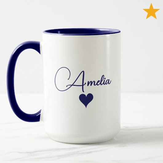Blauw Witte Aangepaste Naam Cursieve Typografie Ha Mok