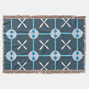 💙 Blauw Witte Abstract Geometrische Moderne Decor Deken