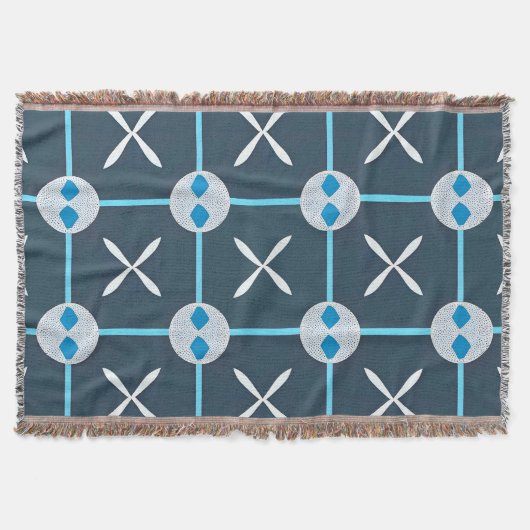 💙 Blauw Witte Abstract Geometrische Moderne Decor Deken (Voorkant)