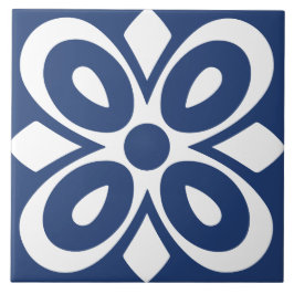 Blauw witte abstracte bloem geometrisch tegeltje