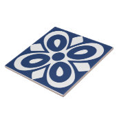 Blauw witte abstracte bloem geometrisch tegeltje (Zijkant)