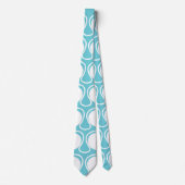 Blauw Witte Abstracte Curve Deco Kunst Stropdas (Voorkant)
