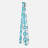 Blauw Witte Abstracte Curve Deco Kunst Stropdas (Achterkant)