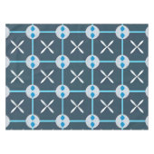 Blauw Witte Abstracte Geometrische Ontwerp Tafelkleed (Voorkant (Horizontaal))
