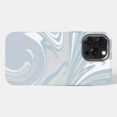 Blauw Witte Abstracte Golven Inspirerende Modern iPhone Hoesje (Achterkant horizontaal)